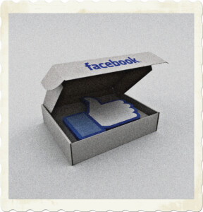 A white box from Facebook containing the physical representation of the 'Like' icon. Image by Naji Habib from Pixabay.