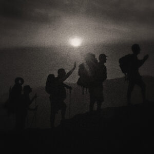 Pictures of the silhouettes of hikers at sunset. Source Pixabay.com.