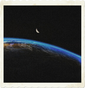 Picture of the Earth with the moon in the background taken from orbit. Image by Arek Socha from Pixabay.