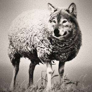 Picture of a sheep with a wolf's head. Source Pixabay.com.