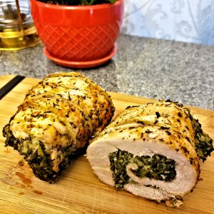 Spinach and Blue Cheese Turkey Roll