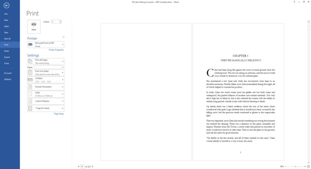 Print preview showing a blank page between Acknowledgements and Chapter 1