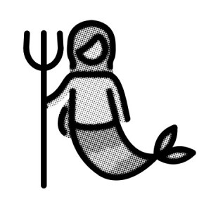 Emoji of a mermaid in colour after halftone.