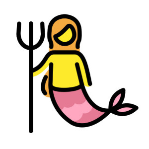 Emoji of a mermaid in colour.