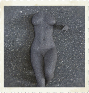 Picture of a sculpture that appears to be a woman's body and hand merged into the concrete. Image by Michael Schoob from Pixabay.