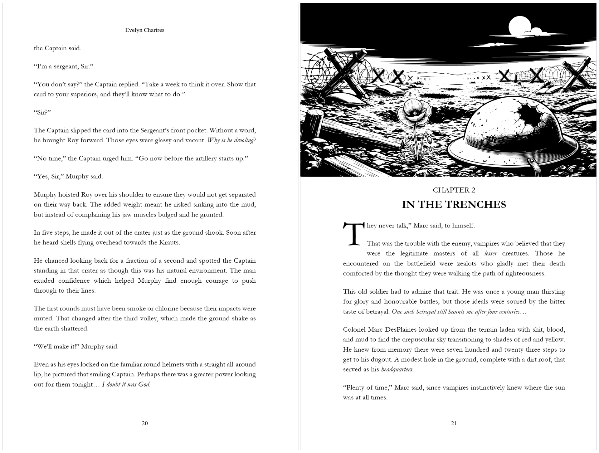 Man at War by Evelyn Chartres. Inside chapter art.